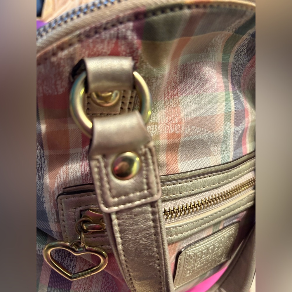 COACH Pink Poppy Plaid Satchel - Picture 4 of 16